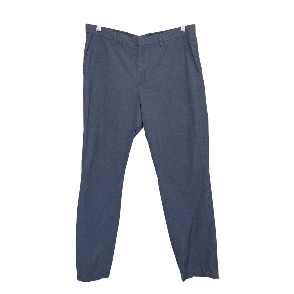 Banana Republic Kentfield Pant Mens 34 Blue Micro Stripe Cotton Chino Trouser